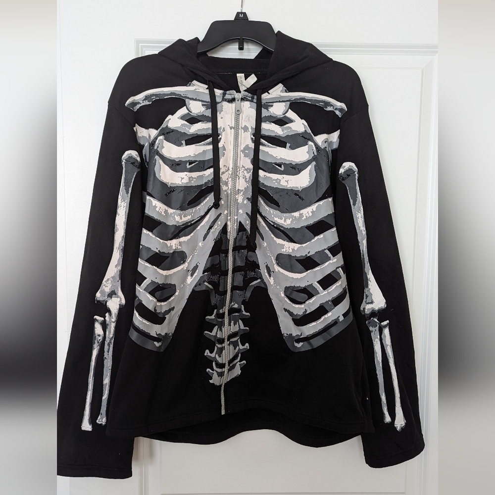 Spirit Black and Gray Skeleton Zip-Up Hoodie